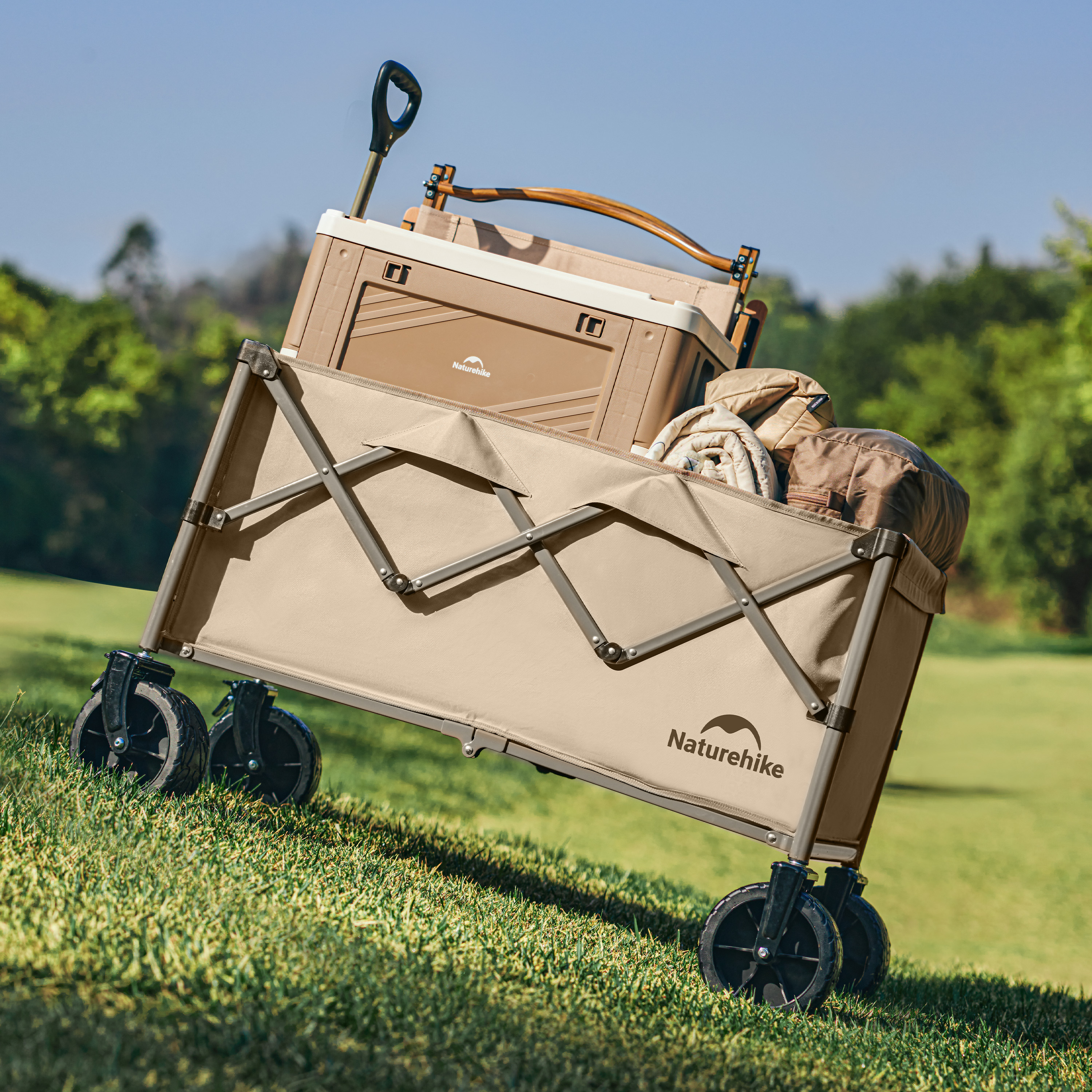 Naturehike veľkokapacitný skladací vozík Plus L 10 kg - krémový